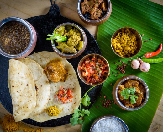 Traditional Mauritian roti served with flavourful curry