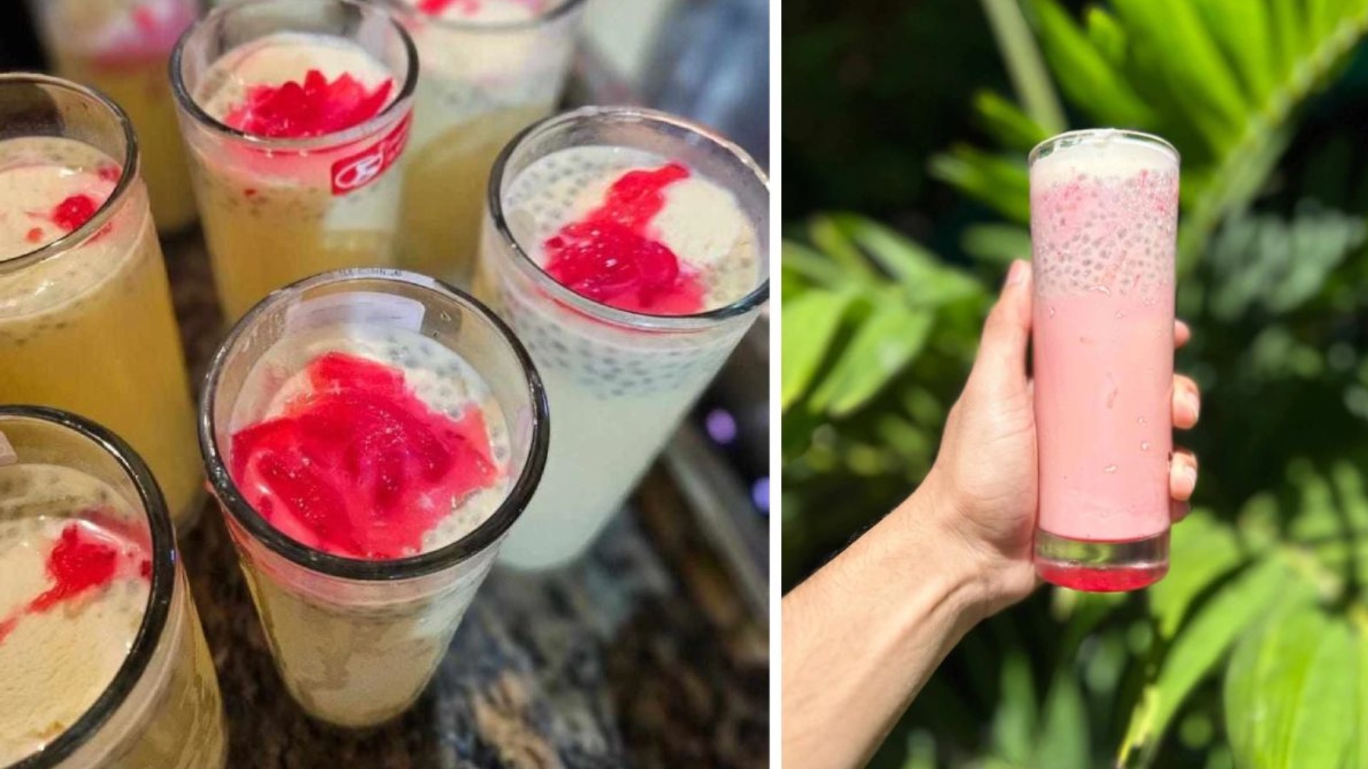 Traditional Mauritian alouda, a refreshing local drink made with milk, basil seeds and syrup