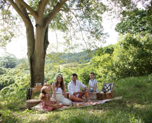 Pique-nique en famille à Kaz’alala à Bel Ombre, île Maurice, moment convivial en pleine nature