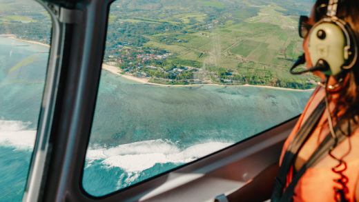 Aerial view of the underwater waterfall illusion off the coast of Mauritius