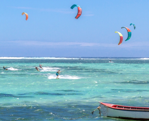Kitesurfer enjoying Mauritius during the shoulder season