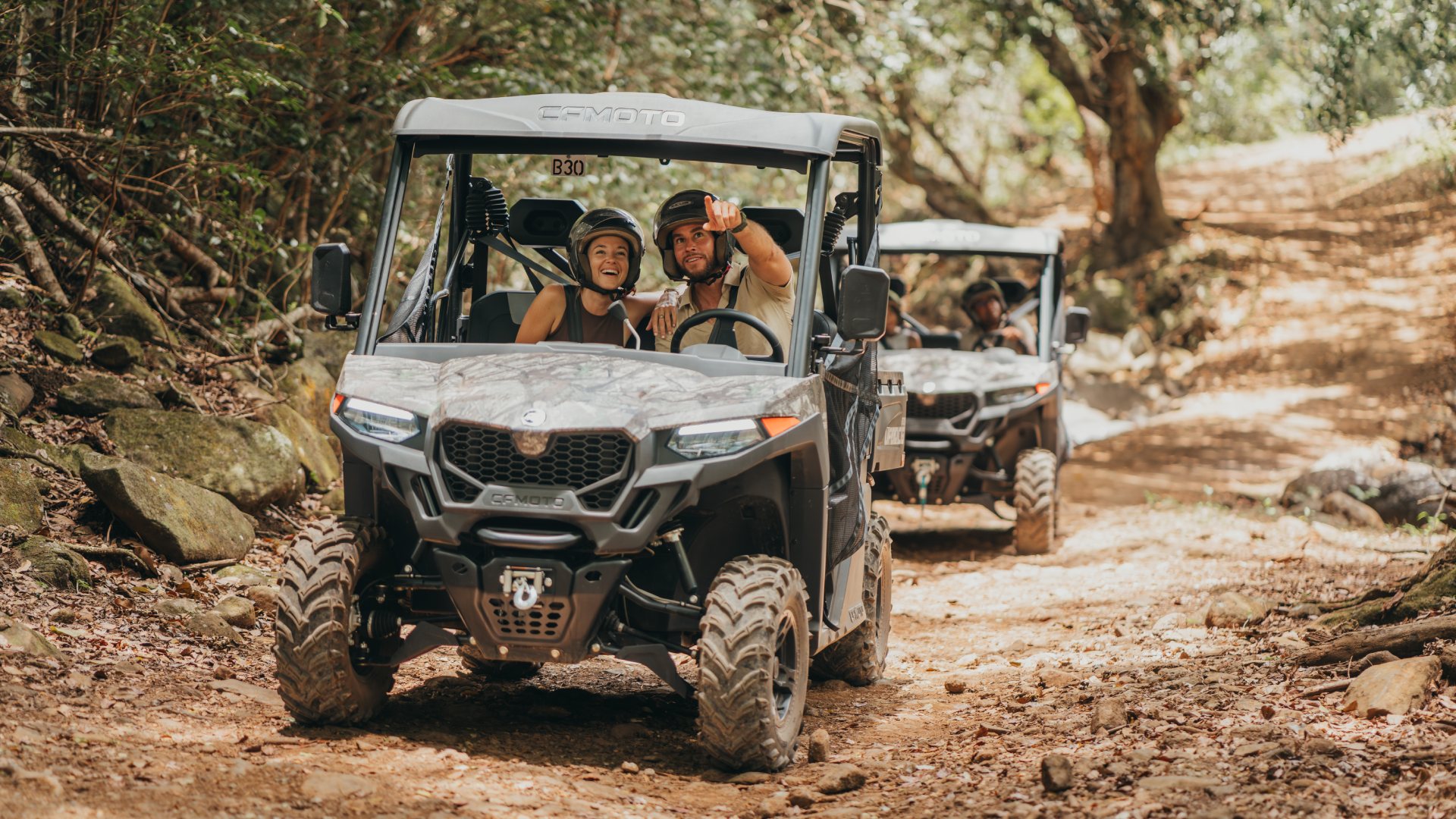 Teenagers exploring Bel Ombre Nature Reserve, south Mauritius