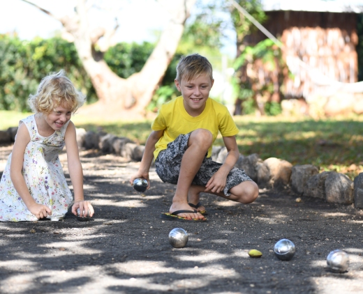 Children playing around Kaz’alala in Bel Ombre Mauritius