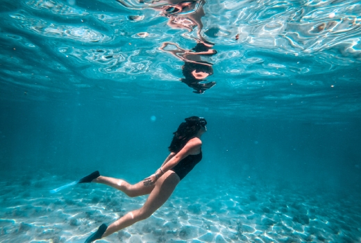 Snorkelling in the crystal-clear lagoon of Bel Ombre, Mauritius