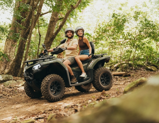 A couple enjoying a ride in the Bel Ombre Nature Reserve, Mauritius.