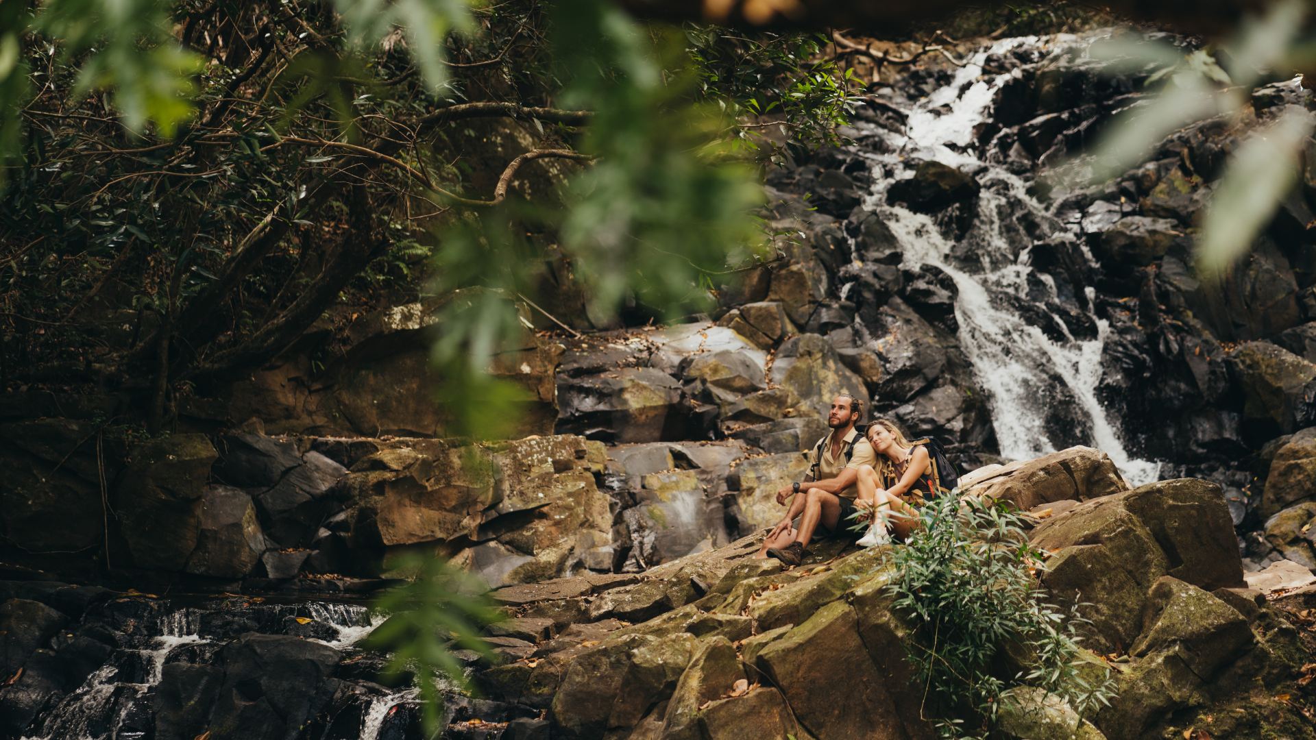 Couple admiring the view at Bel Ombre Nature Reserve, Mauritius